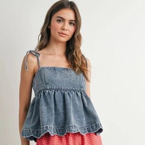 Denim Peplum Top